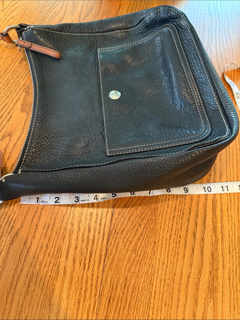 COACH VTG F10891 BLACK PEBBLE LEATHER CHELSEA SHOULDER BAG PURSE BROWN STRAP - Picture 12 of 12